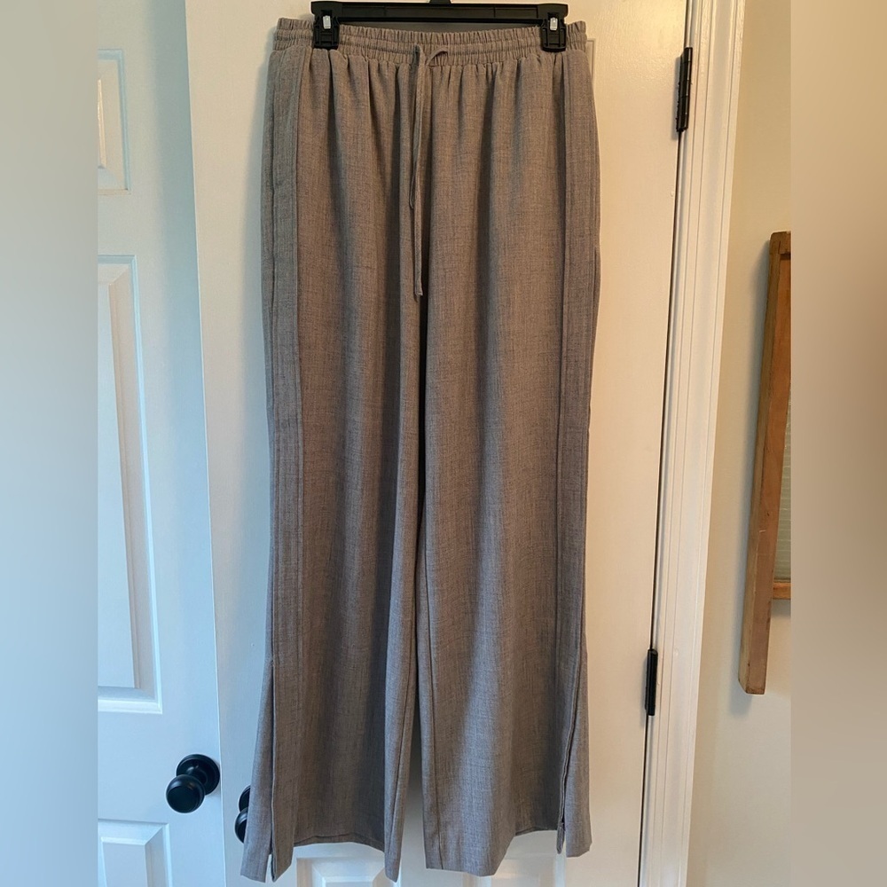 P Cill Women’s Drawstring Grey Wide Leg Pants Size L